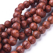 Wood Beads Strands, Natural Dracaena Draco(Dragon Tree) Wooden Beads, Round, 10mm, Hole: 1.2mm, about 40pcs/strand, 15.7 inch(40cm)(WOOD-F008-03-D)
