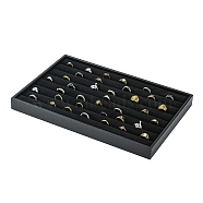 Ring Display Trays, Imitation Leather with Charpie inside, black, about 35cm long, 24cm wide, 3cm high(PCT024)