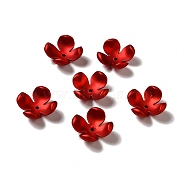 Rubberized Style Opaque Acrylic Bead Caps, Frosted, 4-Petal Flower, Dark Red, 25x25x10.5mm, Hole: 2mm(OACR-H016-06)