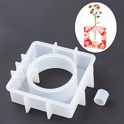 Vase Silicone Molds, for Plant Propagation Hydroponic Plants, Resin Casting Molds, Epoxy Resin Making, Square, White, 138x135x37mm(DIY-K040-02)