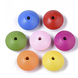 Spray Painted Natural Maple Wood Beads, Rondelle, Mixed Color, 28x15.5mm, Hole: 4.5mm, about 140pcs/500g(WOOD-T019-29)