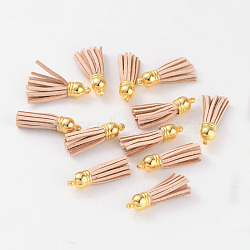 Suede Tassels, with CCB Plastic Findings, Nice for DIY Earring or Cell Phone Straps Making, Golden, Blanched Almond, 38x10mm, Hole: 2mm(DJEW-M004-07)