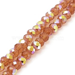 Baking Painted Transparent Glass Beads Strands, Imitation Opalite, Faceted, AB Color Plated, Round, Coral, 6x5mm, Hole: 1mm, about 82pcs/strand, 16.73~16.93''(42.5~43cm)(DGLA-A034-J6mm-B01)