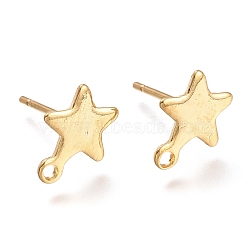 304 Stainless Steel Stud Earring Findings, Star, Real 24K Gold Plated, 10x8x0.8mm, Hole: 1.4mm, Pin: 0.8mm(X-STAS-K212-05G)