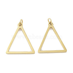 304 Stainless Steel Pendants, Laser Cut, with Jump Ring, Golden, Triangle, 17x15x1mm, Hole: 2mm(STAS-G324-01D-G)