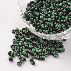 8/0 Opaque Colours Seep Glass Beads, Round Seed Beads, Green, 2.5~3x2~3mm, Hole: 0.8mm, about 15000pcs/450g(SEED-M007-25)