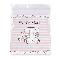 Rectangle OPP Self-Adhesive Cookie Bags, for Baking Packing Bags, Cat Pattern, 13x9.9x0.01cm, about 95~100pcs/bag(OPP-I001-A17)