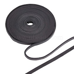 Flat Cowhide Leather Cord, for Jewelry Making, Black, 8x3mm(WL-GF0001-09B-01)