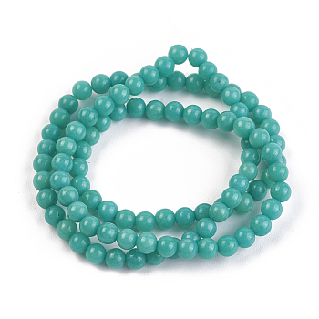Natural Mashan Jade Beads Strands, Dyed, Round, Green, 4mm, Hole: 1mm, about 100pcs/strand, 16 inch
