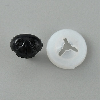 Plastic Dog Safety Craft Noses, with Spacer, for DIY Doll Toys Puppet Plush Animal Making, Black, 16x10x7.5mm, Pin: 4.5mm