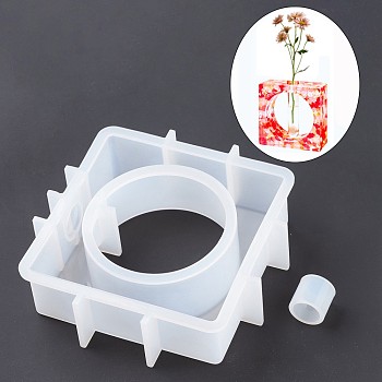 Vase Silicone Molds, for Plant Propagation Hydroponic Plants, Resin Casting Molds, Epoxy Resin Making, Square, White, 138x135x37mm