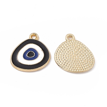 Alloy Pendants, with Enamel, Triangle with Evil Eye Charm, Golden, Black, 18x17x1.5mm, Hole: 1.6mm