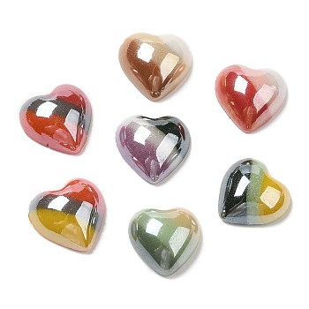 Two Tone Glass Cabochons, Heart, Mixed Color, 10x10x4mm