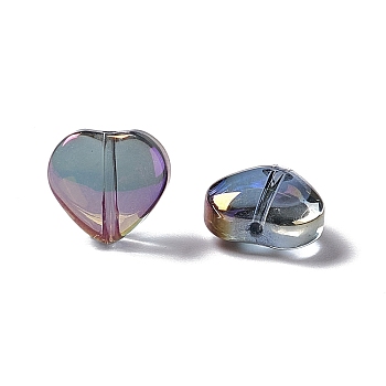 Electroplate Glass Bead, Heart, Slate Blue, 10x10x5mm, Hole: 1mm