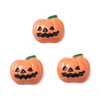 Halloween Opaque Resin Cabochons, Halloween Charms, Pumpkin, 20x23x7mm