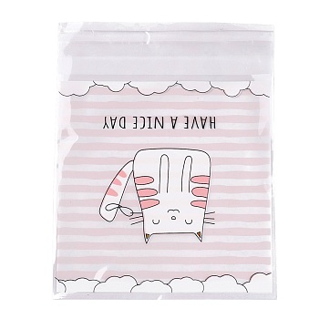 Rectangle OPP Self-Adhesive Cookie Bags, for Baking Packing Bags, Cat Pattern, 13x9.9x0.01cm, about 95~100pcs/bag