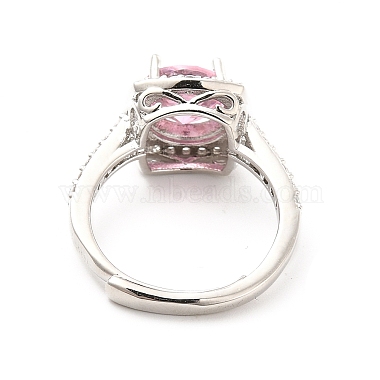 Pink Cubic Zirconia Rectangle Adjustable Ring(RJEW-E064-01P-01)-3