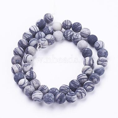 Natural Black Silk Stone/Netstone Beads Strands(G-F520-57-8mm)-2