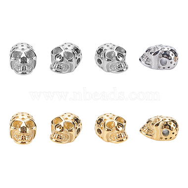 Golden & Stainless Steel Color Skull 304 Stainless Steel Beads