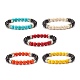 Round Synthetic Turquoise(Dyed) Beaded Stretch Bracelet for Women(BJEW-JB07531)-1