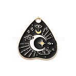 Alloy Enamel Pendants, Talking Boards Charm, Golden, Moon, 26x23x1mm, Hole: 2.5mm(FIND-V001-01G-05)