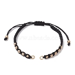 Polyester Braided Bead Bracelet Making, with 304 Stainless Steel Open Jump Rings, Black, 10-1/4x1/4x1/8 inch(26x0.5x0.4cm)(AJEW-JB01250-02)