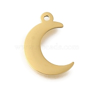 304 Stainless Steel Charms, Laser Cut, Golden, Moon, 13.5x9x1mm, Hole: 1mm(STAS-U027-10G-04)