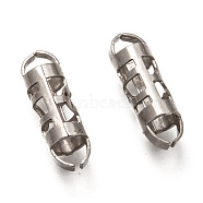 Hollow 201 Stainless Steel Links Connectors, Stainless Steel Color, 17.5x5.5x5.5mm, Hole: 4x2.5mm(STAS-Z031-19P)