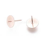 304 Stainless Steel Stud Earring Findings, For Half Drilled Beads, Rose Gold, 13.5x10mm, Pin: 0.8mm(STAS-D448-089RG-10mm)
