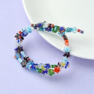 Flower Handmade Millefiori Glass Beads Strands, Mixed Color, 8x8x3mm, Hole: 0.5mm, about 48pcs/strand(LK-YW0001-08)