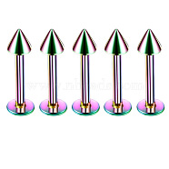 304 Stainless Steel Cone Threadless Labrets for Women Men, Rainbow Color, Pin: 1.2x8mm, Head: 3mm(WG9B6EB-30)