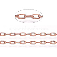 Brass Cable Chains, Diamond Cut Chains, Unwelded, Faceted, with Spool, Oval, Cadmium Free & Nickel Free & Lead Free, Red Copper, 4x2x0.5mm, about 301.83 Feet(92m)/roll(CHC031Y-R)