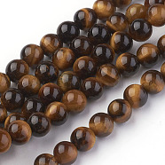 Natural Tiger Eye Beads Strands, Round, Goldenrod, 6mm, Hole: 1mm, about 30pcs/strand, 7.4 inch(G-G099-6mm-5)