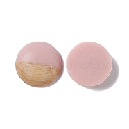Two Tone Wood Grain Frosted Imitation Leather Style Resin Cabochons, Flat Round, Pink, 18x5mm(RESI-G053-01B)