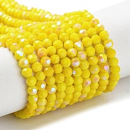 Opaque Glass Beads Strands, Faceted, Round, Yellow, 3mm, Hole: 0.8mm, about 167~170pcs/strand, 19.88~20.08''(50.5~51cm)(EGLA-A035-P3mm-L04)