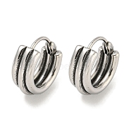 316 Surgical Stainless Steel Hoop Earrings, Ring, Antique Silver, 15.5x15mm(EJEW-D096-18J-AS)