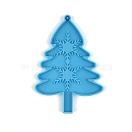 DIY Christmas Tree Pendant Food Grade Silicone Molds, Resin Casting Molds, for UV Resin, Epoxy Resin Jewelry Making, Deep Sky Blue, 128x90x6mm(XMAS-PW0001-012A)