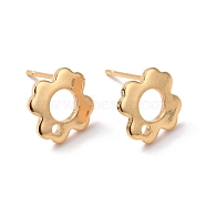 201 Stainless Steel Stud Earring Findings, with Hole and 316 Stainless Steel Pin, Flower, Real 24K Gold Plated, 10x10mm, Hole: 1.2mm, Pin: 0.7mm(STAS-K241-07G)