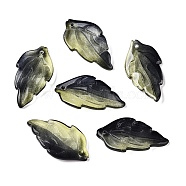 Two Tone Glass Pendants, Giant leaf Charms, Olive Drab, 30x16x3mm, Hole: 1.2mm(GLAA-A011-21D)