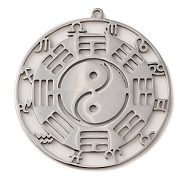 304 Stainless Steel Pendants, Laser Cut, Yin Yang Bagua Diagram Charm, Stainless Steel Color, 37x35x1mm, Hole: 1.5mm(STAS-D050-01P)