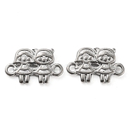316 Stainless Steel Connector Charms, Girls Links, Stainless Steel Color, 11x7x3mm, Hole: 1.5mm and 1.6mm(STAS-B047-22P)