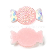 Opaque Resin Cabochons, AB Color Plated, Candy, Pink, 33x20.5x7mm(CRES-Z001-03)