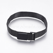 Vacuum Plating 430 Stainless Steel Mesh Bracelet Making, with Magnetic Clasps, Fit Slide Charms, Gunmetal, 9 inch(23cm), 10mm(MAK-L021-01B)