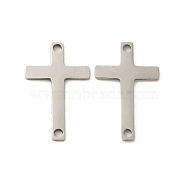201 Stainless Steel Connector Charms, Religion Cross Links, Stainless Steel Color, 17.5x11x1mm, Hole: 1.2mm(STAS-K251-082P)