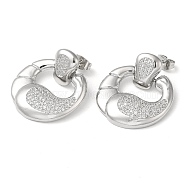 Double Corn Brass Dangle Stud Earrings with Cubic Zirconia, Platinum, 29x25mm(EJEW-G373-02P)