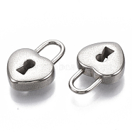 304 Stainless Steel Pendants, Heart Lock, Stainless Steel Color, 19.5x13x5mm, Hole: 6x4mm(STAS-S079-164)