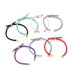 Adjustable Polyster Cord Bracelet Making, Long-lasting Plated Golden Brass Finding, Lead Free & Cadmium Free, Mixed Color, 4-1/2~8-1/8x1/8 inch(11.3~20.5x0.3cm), Hole: 2.1mm(MAK-C001-01)
