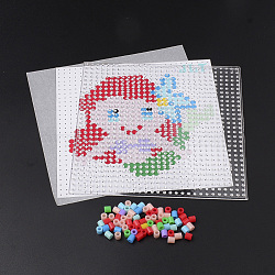 DIY Melty Beads Fuse Beads Sets: Fuse Beads, ABC Plastic Pegboards, Pattern Paper, and Ironing Paper, Girl Pattern, Square, Colorful, 14.7x14.7cm(DIY-S033-031)