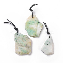 Natural Chrysocolla Big Pendants, with Wax Cord, Nuggets, 32~61x22~49x4.5~6mm(G-G854-02A)