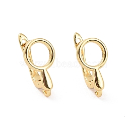 Brass Hoop Earring Findings with Latch Back Closure, with Horizontal Loop, Hollow Magnifying Glass, Golden, 19x9x10.5mm, Hole: 1.6mm, Pin: 0.8mm(KK-D086-11G)